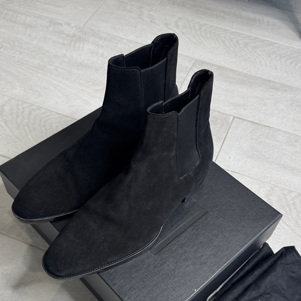 Saint Laurent Men's Dark Suede Ankle Boots
